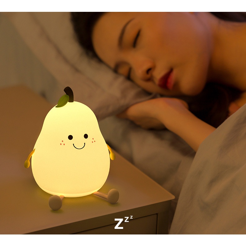 Đèn Ngủ Silicon Mềm Hình Quả Lê Đáng Yêu Có Thể Sạc Lại