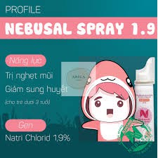 Dung dịch xịt mũi ưu trương cho trẻ từ 3 tháng tuổi Nebusal spray baby 1.9% chai 50ml làm sạch mũi trường hợp nghẹt mũi