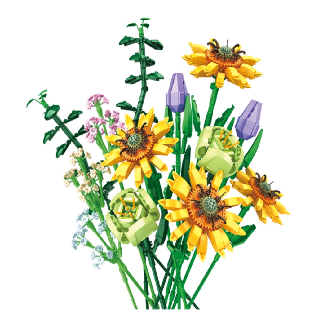 Đồ chơi xếp hình bó hoa trắng, xanh, đỏ| Nonlego xếp hình Bouquet 655001, 655007, 655008 nhiều mẫu