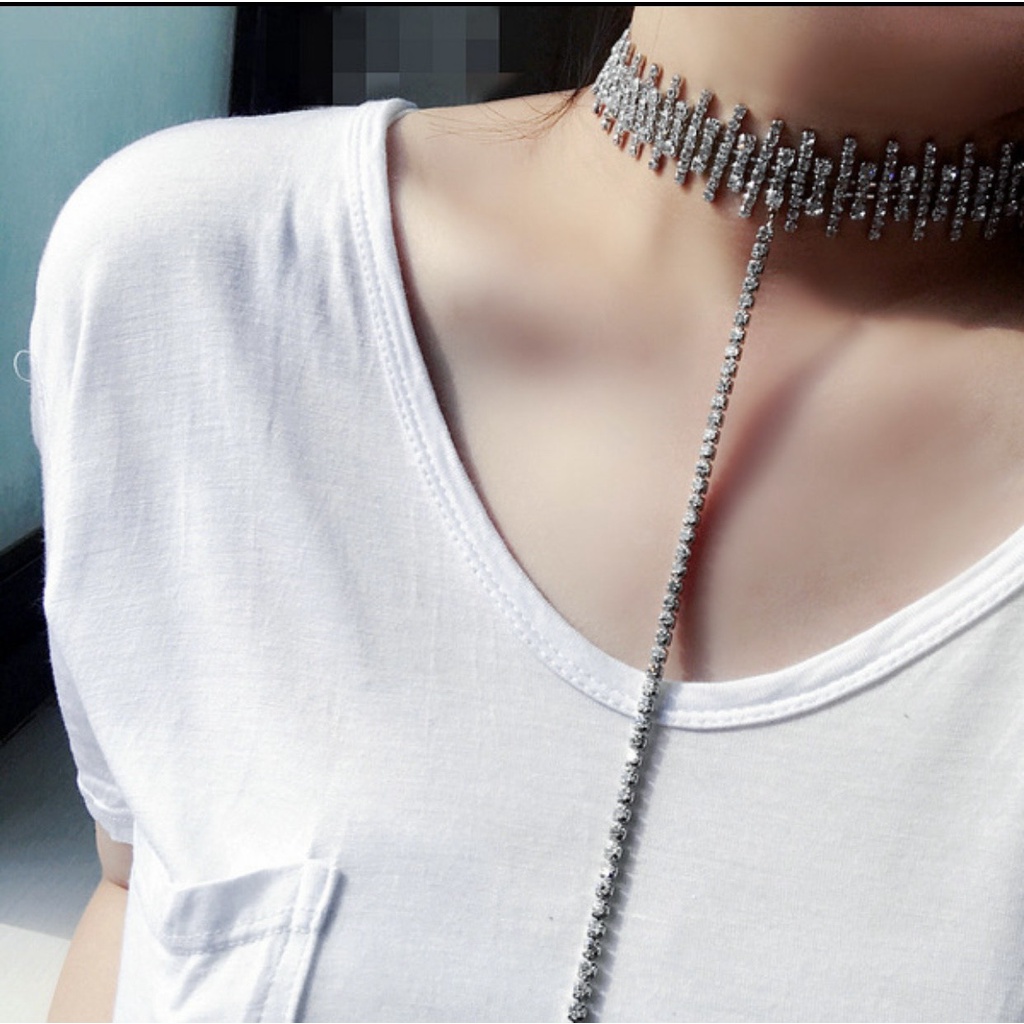 Choker Vòng Cổ Xương Cá Đính Đá Cao Cấp Dành Cho Nữ MS520057