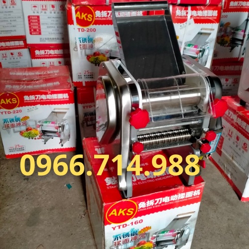 Máy Cán Bột Cắt Sợi Làm Mì Tươi Chạy Điện AKS 160 Inox Toàn Bộ Trục Cán 16cm Lô Cắt Sợi Tròn,Sợi Dẹt Bảo Hành 1 năm