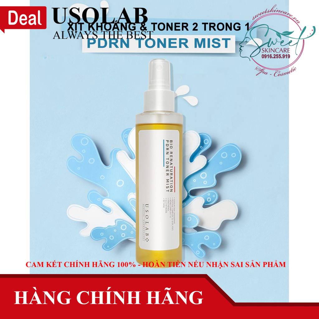 Xịt khoáng và toner 2in1 trắng da, phục hồi Bio Renaturation PDRN toner mist Usolab