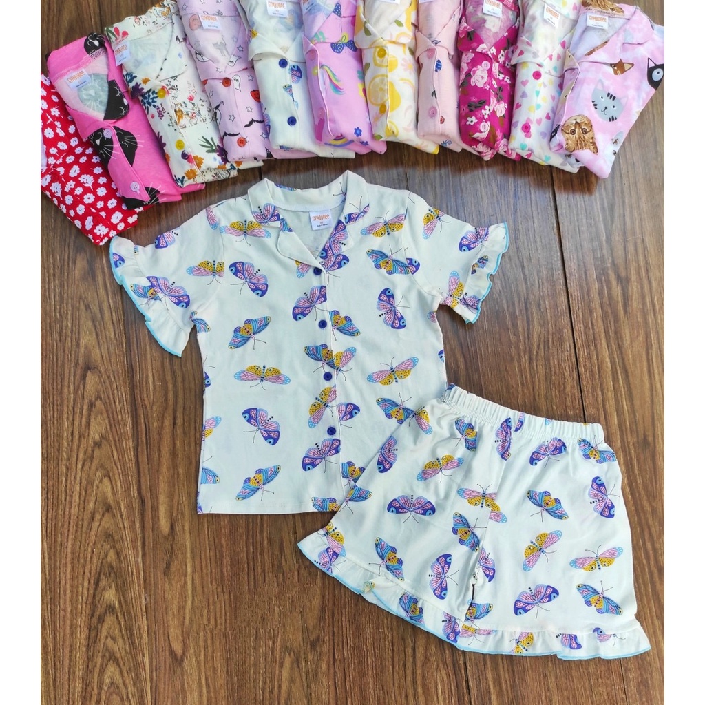 (bảng màu 2)Bộ đồ ngủ pijama cotton cộc tay mùa hè cho bé gái size đại 6-14T (18-38kg) cực xinh, hàng VNXK (bảng màu 2)