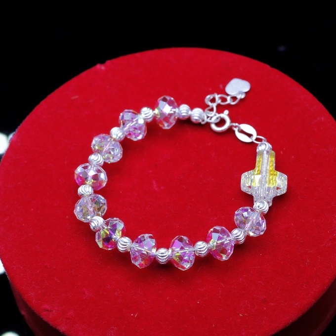 Lắc Mân Côi Phale Swarovski P1 mix bạc ta - Quà tặng Công Giáo - Nhà Sách Công Giáo Việt Nam
