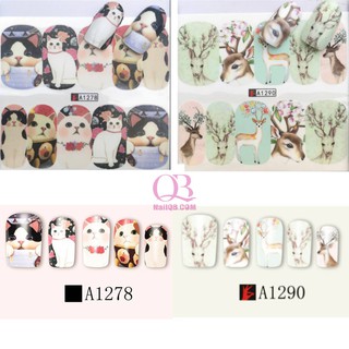 Set 2 tấm sticker xăm nước dán móng hình động vật A1278-1290