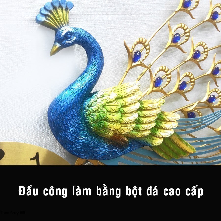 Đồng Hồ Treo Tường Con Chim Công Khổng Tước Kim Trôi A999 Nghệ Thuật Cao Cấp Shouse hiện đại 3D kích cỡ lớn đẹp