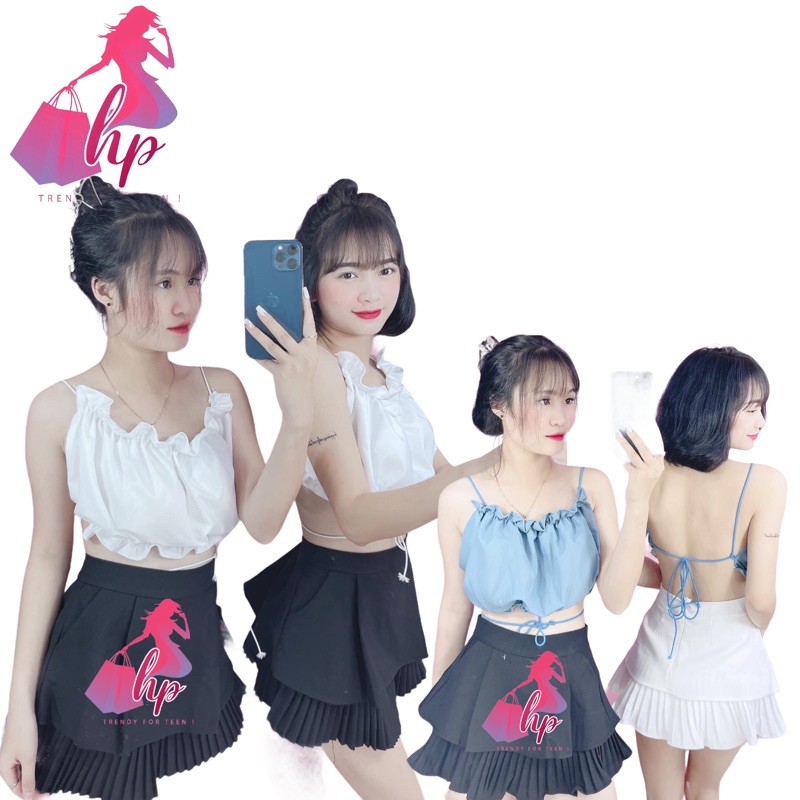 áo yếm hở lưng dây bún có mút vải voan dày mịn xịn xò 2021