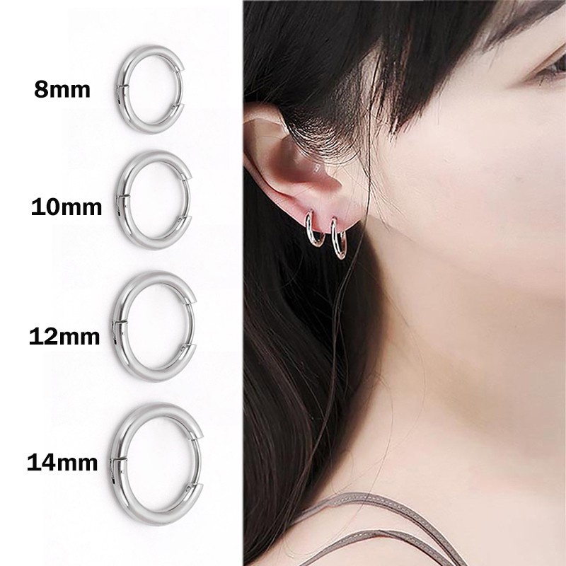 Bông tai tròn thép titan y tế không gỉ dành cho nam nữ phong cách unisex cá tính ( 1 CHIẾC ) - Mely CT06