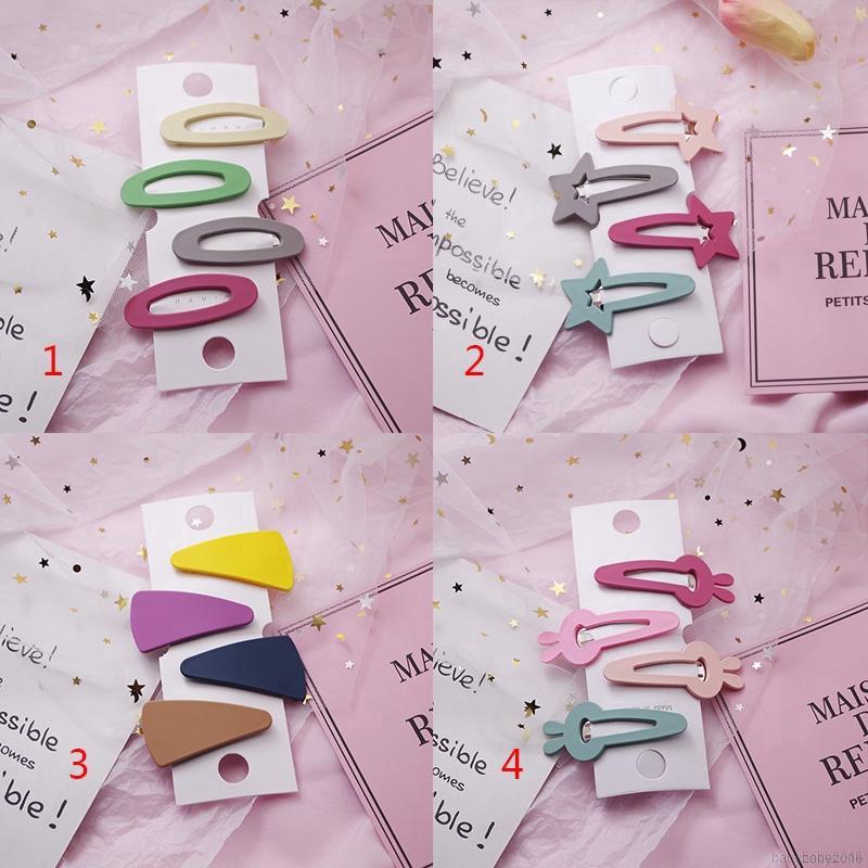 Set 4 kẹp tóc nhiều màu phối hình thỏ ngôi sao dễ thương cho bé gái