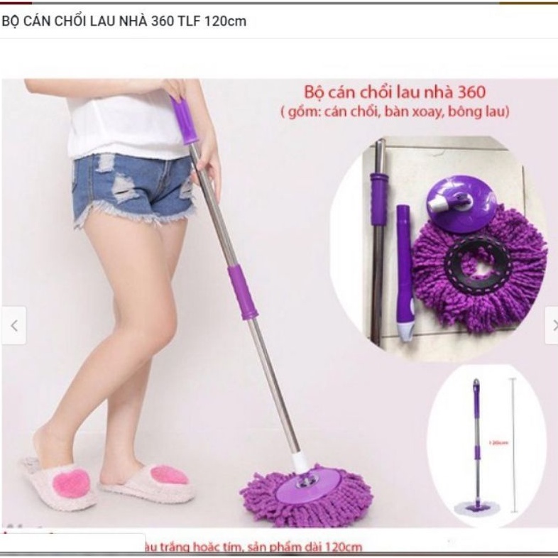 CHỔI LAU NHÀ 360 ĐỘ LOẠI XỊN TẶNG KÈM 2 BÔNG LAU