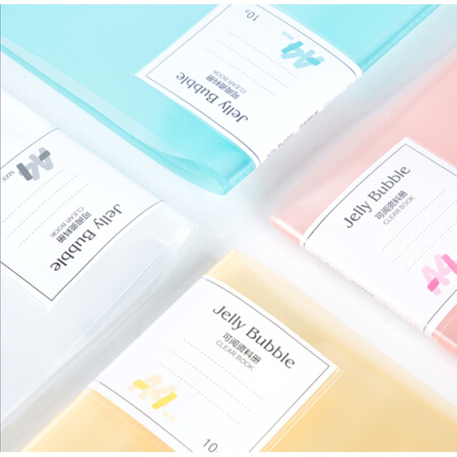File lá đựng tài liệu A4 Jelly Bubble 10/20/30 lá nhiều màu trong suốt GuangBo A30001 /2/3