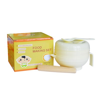 Bộ chế biến ăn dặm kiểu Nhật 10 chi tiết - Màu Xanh - Hồng