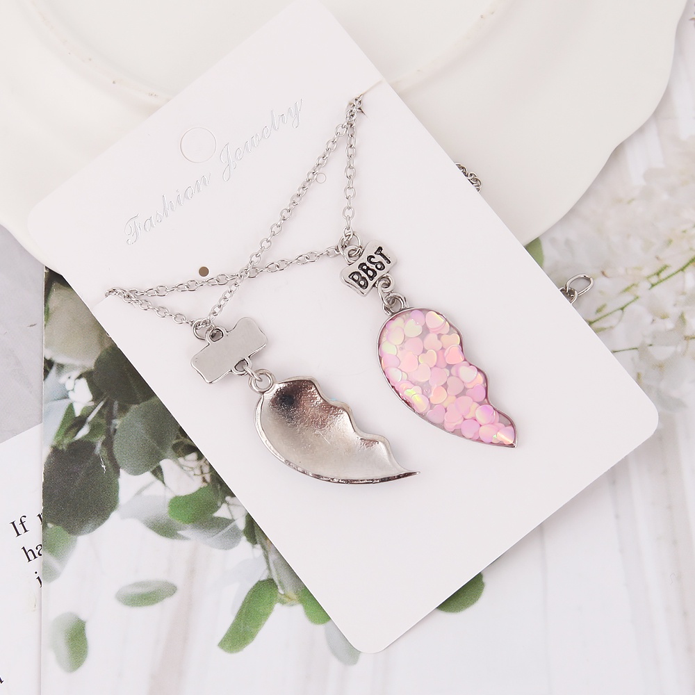 Vòng cổ Hình Nửa Trái Tim Đính Kim Sa Đơn Giản Thời Trang Cho Nữ