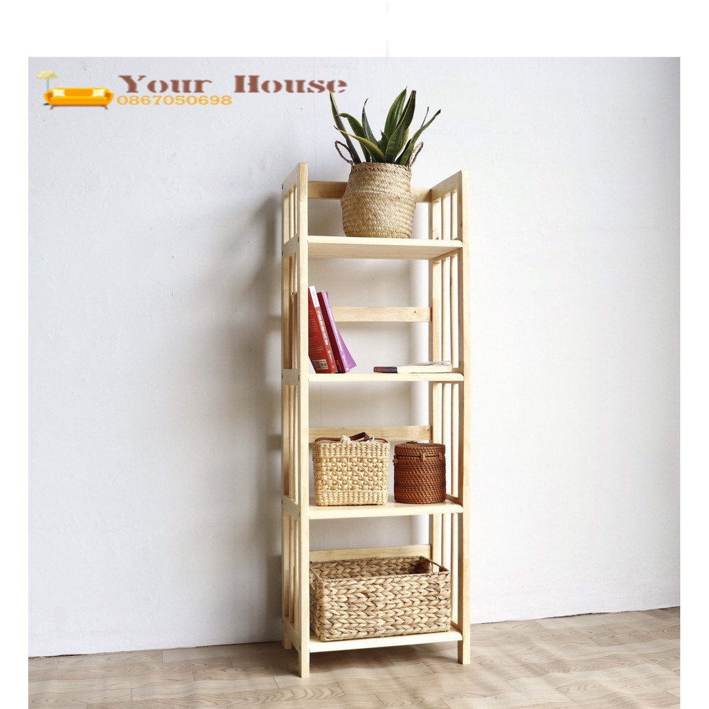 Giá Sách, Kệ Sách Gỗ 4 Tầng YOUR HOUSE Kích Thước 120 x 40 Gỗ Tự Nhiên Tiêu Chuẩn Xuất Khẩu
