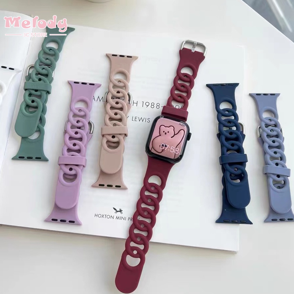 Dây Đeo Bằng Silicone Màu Kẹo Cho Đồng Hồ Thông Minh Series 7 / 6 / SE / 5 / 4 / 3 iwatch 45 / 44 / 42 / 41 / 40 / 38mm