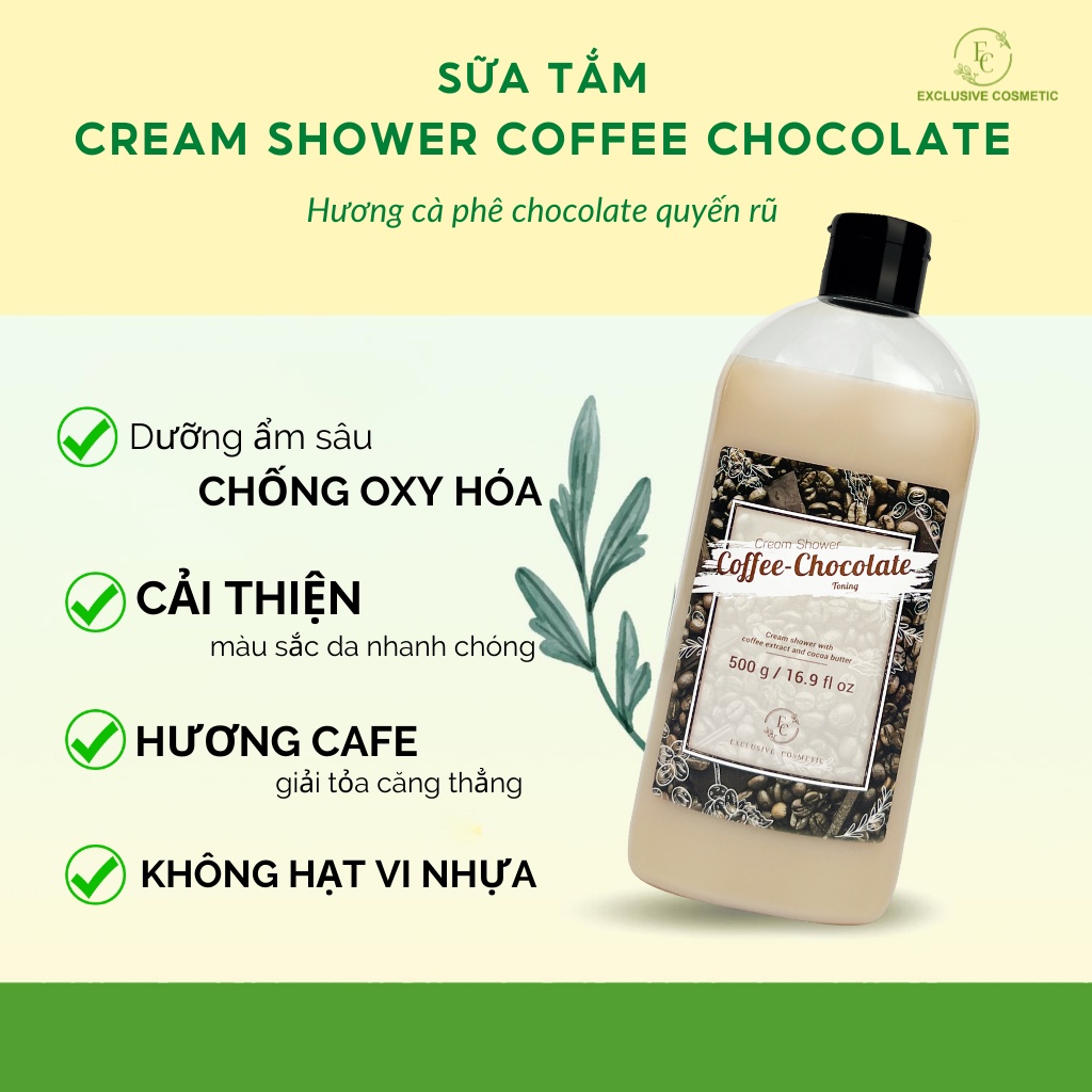 Sữa tắm chiết xuất cà phê & Chocolate EXCLUSIVE COSMETIC Cream Shower Coffee Chocolate 500ml