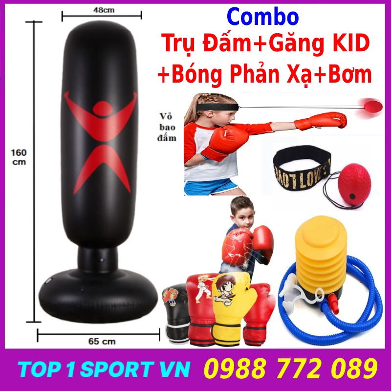 Bao trụ hơi đấm bốc boxing phiên bản 5.0 tặng băng đa boxing 3m + bơm hơi + keo dán + miếng vá trụ hơi đa năng