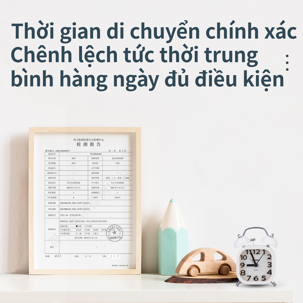 Đồng hồ báo thức để bàn vuông Deli - Chuông đôi kêu siêu to - Chống ồn - Thiết kế đơn giản, nhiều màu sắc chọn lựa -9035