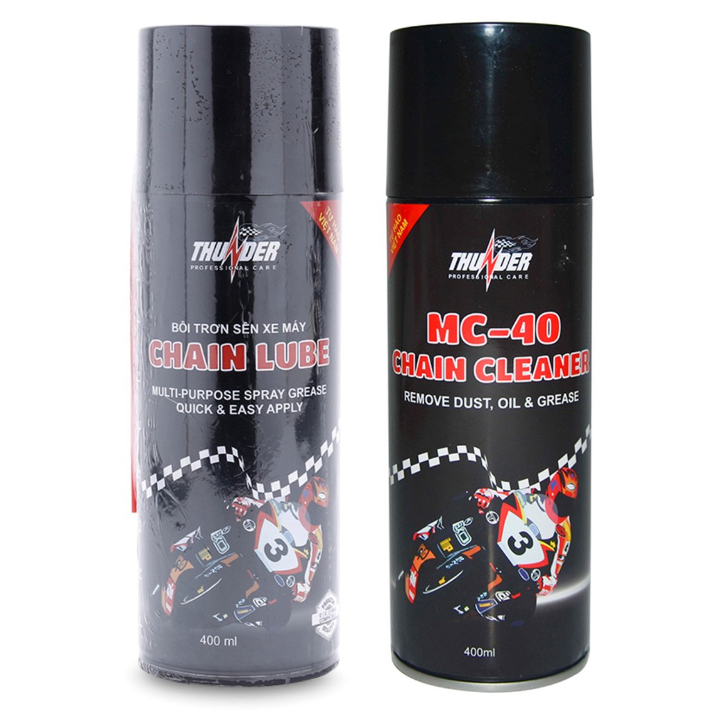 Bộ sản phẩm vệ sinh sên MC-40 400ml, Bôi trơn dưỡng sên Thunder Chain Lube  400ml | Shopee Việt Nam