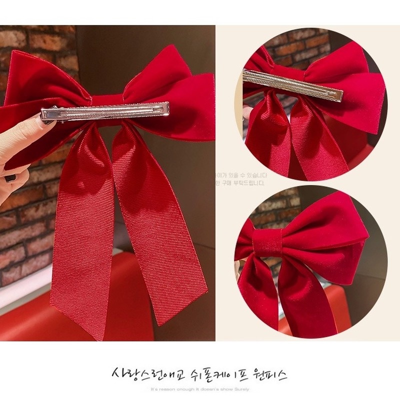 Kẹp tóc 17KM trang trí nơ lớn nhiều màu sắc tùy chọn thanh lịch xinh xắn dành cho nữ