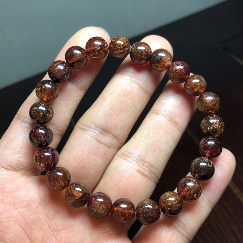 [VIP 5A - Tóc Dày Đặc] Chuỗi Vòng T.A Tóc Nâu Đồng Tóc Dày Đặc size 8mm - Cầu Tiền Tài, May Mắn - Phong Thủy Thành Đô