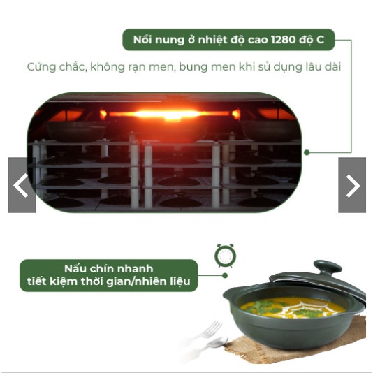 Nồi dưỡng sinh Luna 0.35L 0.55L 1L nắp bếp từ HealthyCook Xanh rêu