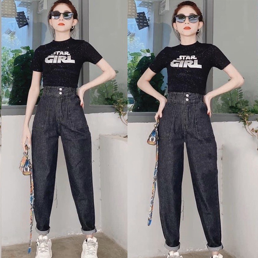 Quần baggy jean nữ đẹp giá rẻ lưng cao chất jean mềm mịn cao cấp thời trang AMISHASHOP98 AMSAll | BigBuy360 - bigbuy360.vn