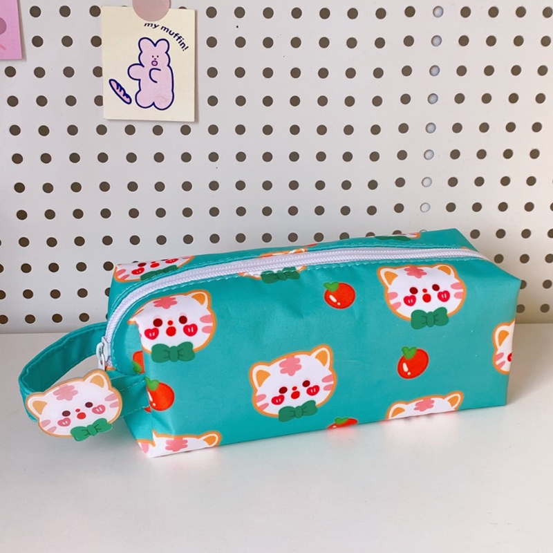 Túi Đựng Bút Bằng Vải Canvas Có Khóa Kéo In Hoạt Hình Dành Cho Học Sinh