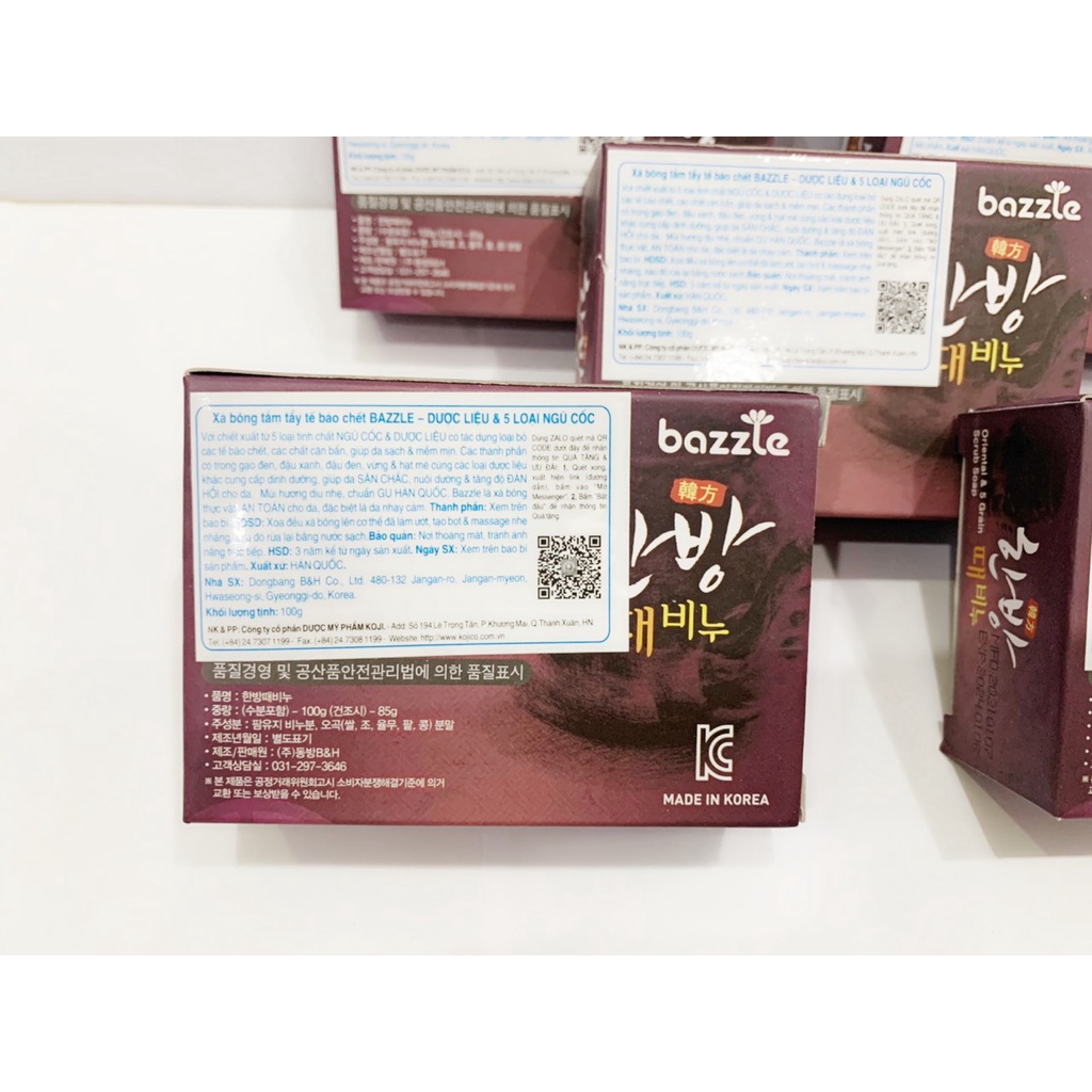 Xà bông tắm tẩy tế bào chết Bazzle chiết xuất dược liệu và  5 loại ngũ cốc - nhập khẩu Hàn Quốc