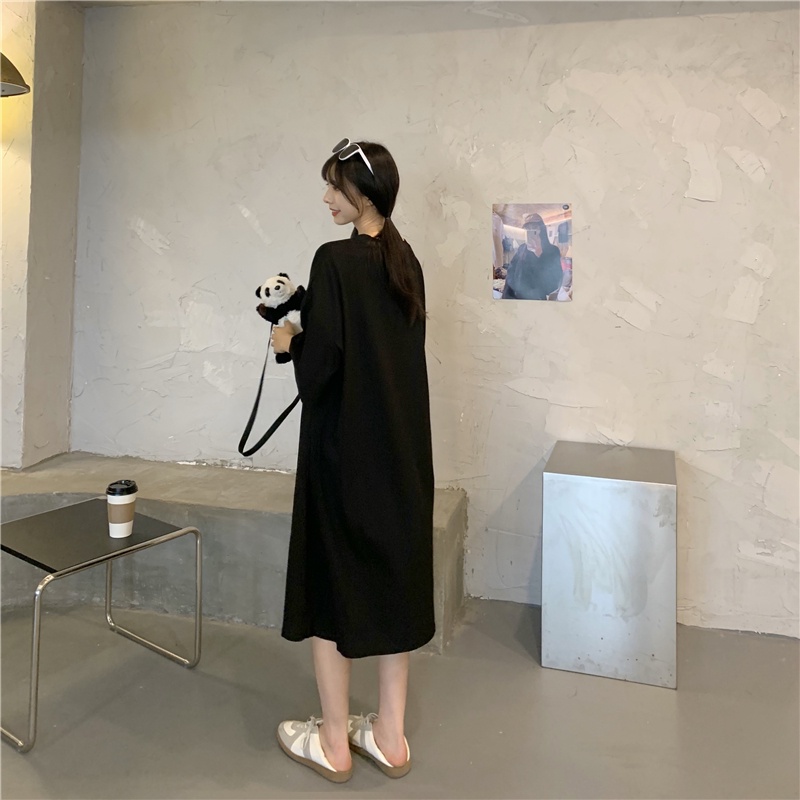 Đầm Thun Ngắn Tay Dáng Rộng In Chữ Đơn Giản Thời Trang Mùa Hè Cho Nữ