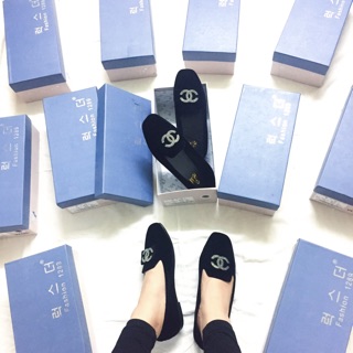 Giày lười nhung chữ X ẢNH THẬT