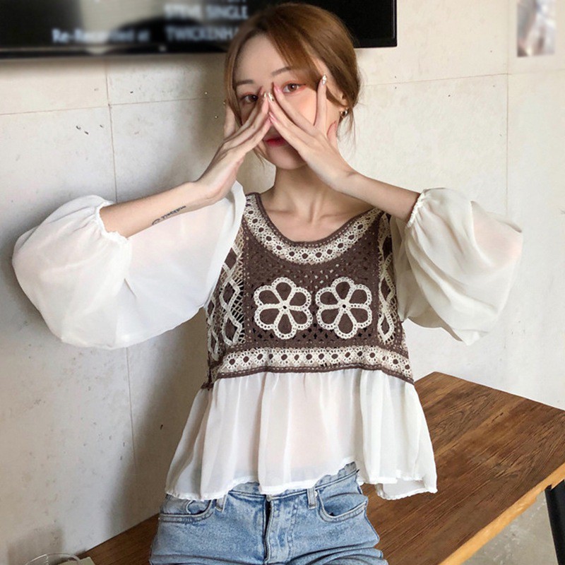 Áo Nữ Tay Dài Phối Ren Thời Trang Quyến Rũ