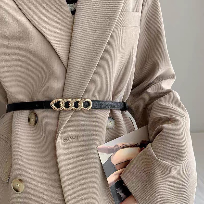 Belt đai váy KHÓA XOẮN Đai quần bản nhỏ đục sẵn lỗ Yams Closet