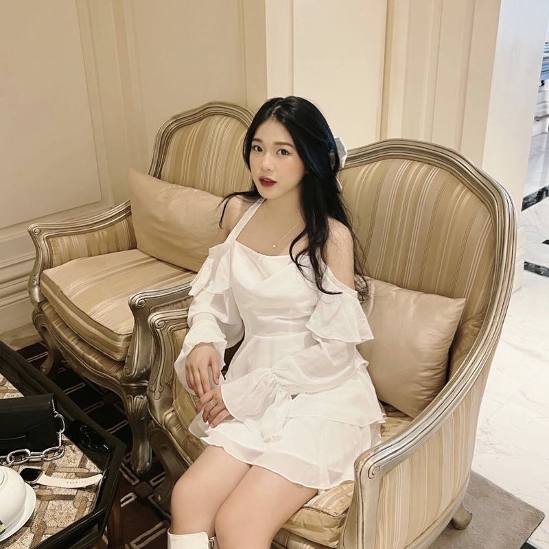 [SORI.VN] [FREESHIP] VÁY TRẮNG TRỄ VAI TẦNG BÈO SIÊU XINH DÂY CỔ SIÊU XINH HÌNH ẢNH ĐỘC QUYỀN ĐẦM TRẮNG