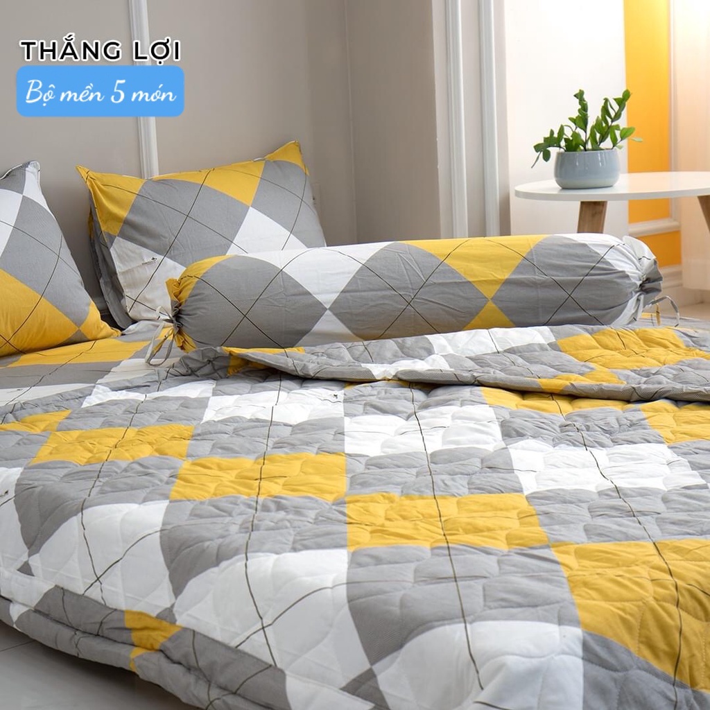 Bộ Drap Cotton Thắng Lợi Kèm Mền Chần Gòn { CHUẨN LOGO} inbox chọn màu