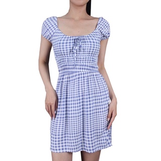 Đầm thun caro cổ vuông nhún eo kingst0n grey hàng xuất xịn chất siêu đẹp 100% rayon v01