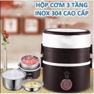 Hộp cơm Star inox hâm nóng cắm điện 3 tầng