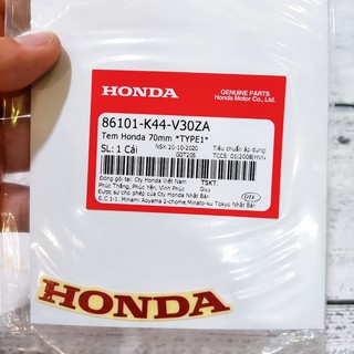 Tem decal chữ Honda cong 70mm Chính Hãng màu đỏ & bạc