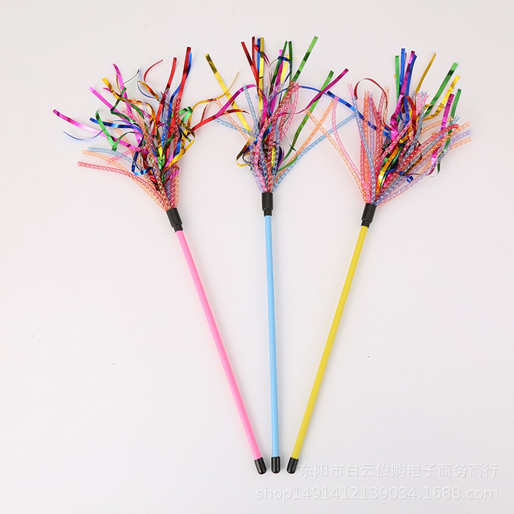 Đồ Chơi Que Gắn Dây Ruy Băng Nhiều Màu Cho Thú Cưng