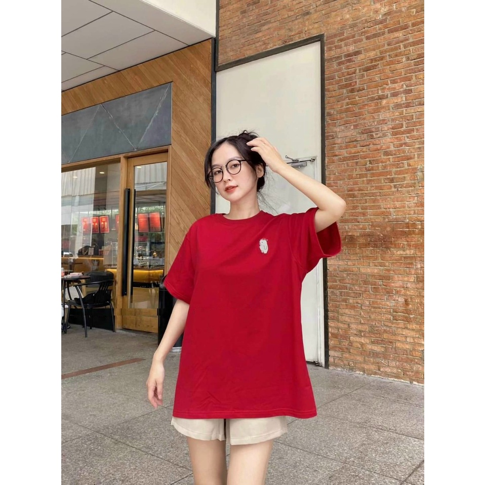 Áo thun nữ form basic in hình gấu cực xinh