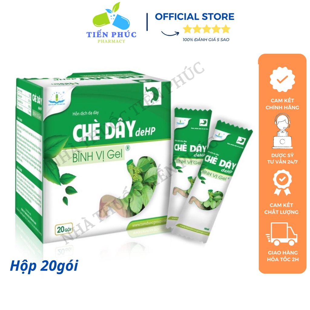 Chè dây DEHP bình vị Gel - Hỗ trợ giảm viêm loét dạ dày do xoắn khuẩn HP Hộp 20 gói, 30 gói