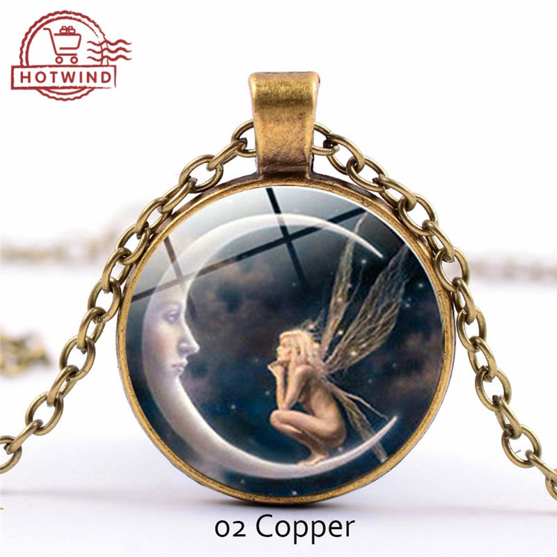 Dây chuyền mặt trăng khuyết khắc hình chữ Fairy On The Moon