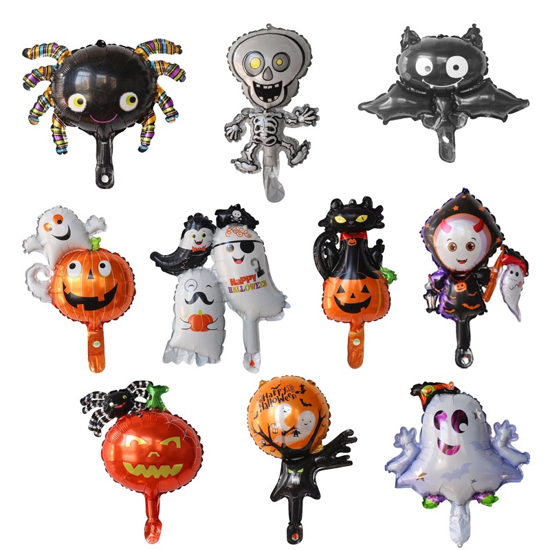 1 Bong Bóng Lá Nhôm Hình Mèo Đen / Dơi / Bí Ngô Trang Trí Halloween