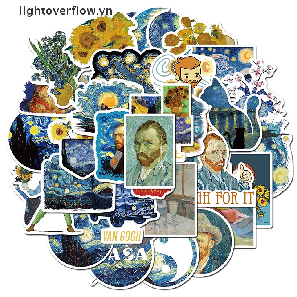 Set 40 Sticker Vincent Willem Van Gogh Dán Tường Trang Trí