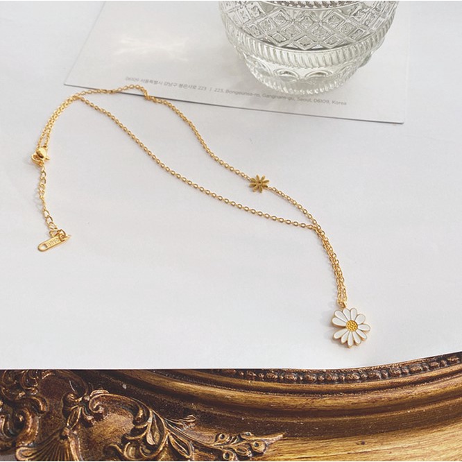 Dây chuyền titan hoa cúc xinh xắn không gỉ