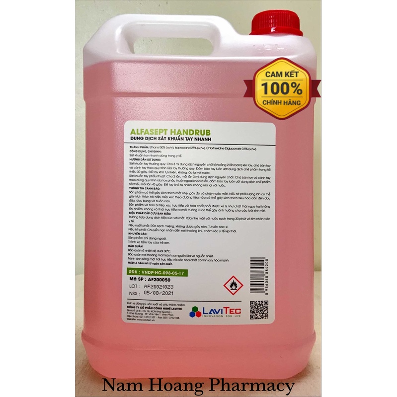 Xả Hàng (Chính Hãng) Dung Dịch Sát Khuẩn Tay Nhanh ALFASEPT- Can 5 Lít (Có Hóa Đơn Đỏ Công Ty) | BigBuy360 - bigbuy360.vn