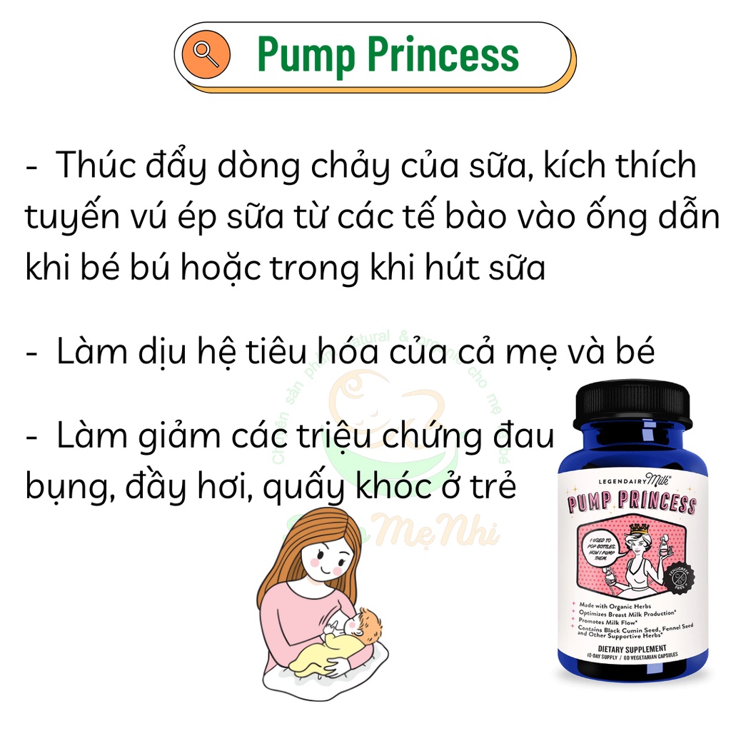 Viên uống lợi sữa hữu cơ Legendairy Milk tăng kích sữa và chất lượng sữa mẹ 60 viên.