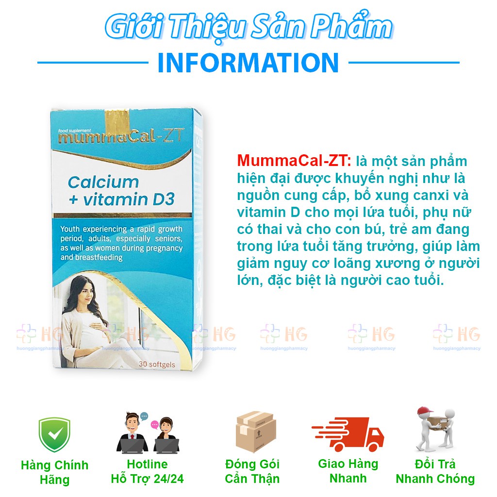 MummaCal-ZT - Bổ sung Canxi, Vitamin D3, tăng hấp thu Canxi, giúp xương chắc khỏe cho bé (Hộp 30 Viên)