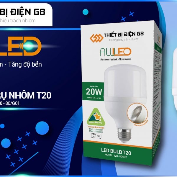 Bóng đèn led ALU bulb trụ chính hãng G8