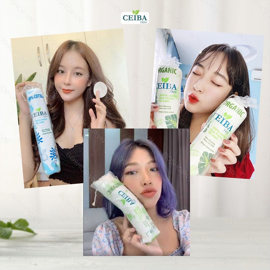 Bông Tẩy Trang Ceiba 100% Cotton Hữu Cơ Tự Phân Hủy Sinh Học Không Để Lại Sợi Ceiba Tree